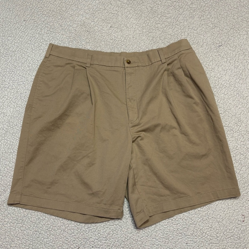 Savane Men’s Khaki Dress Shorts Size 40W Mink Cotton Stretch Flat Front Casual‎